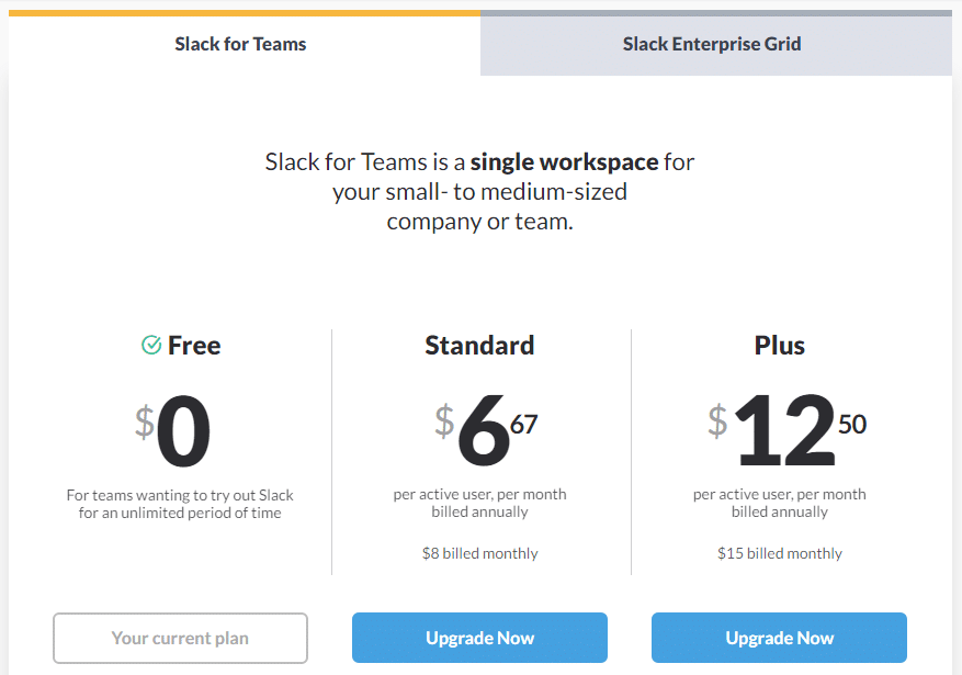 slack user pricing